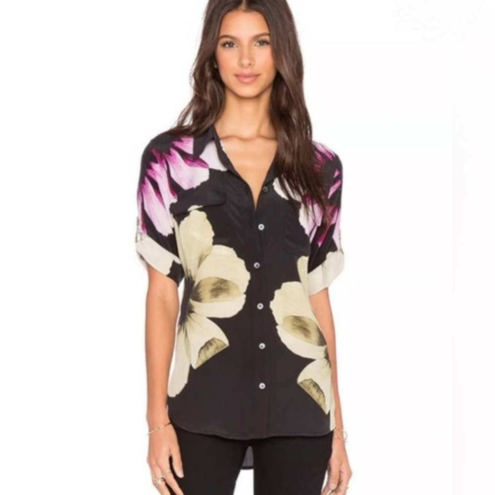 Equipment Femme Silk Oversize Button-Front Blouse